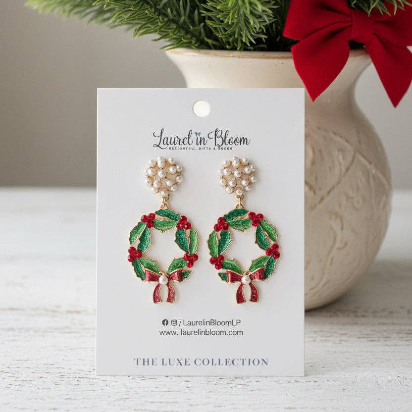 Holiday Heirloom Wreath Drop Earrings