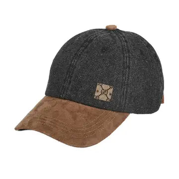Upcycled Gucci Twill and Suede Baseball Cap