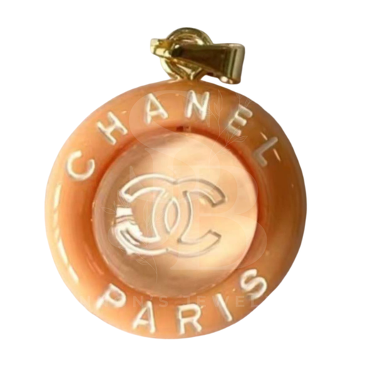 CHANEL Charm Zipper Pull Resin Orange Round CC 18mm