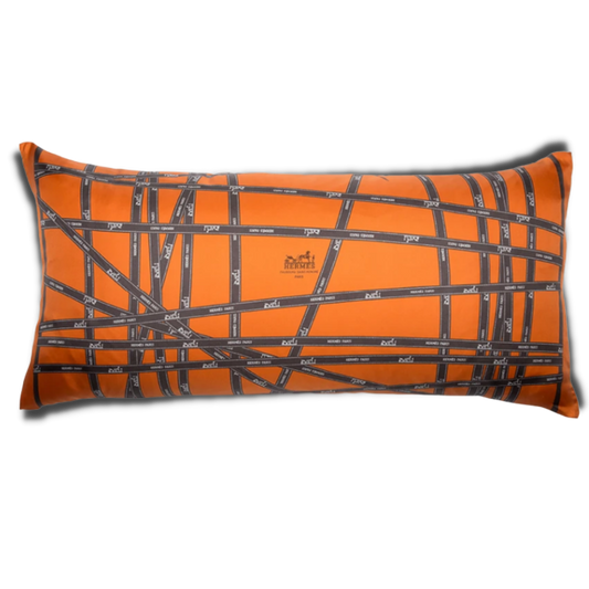 Bolduc Ribbon Vintage Silk Scarf Lumbar Pillow 35"