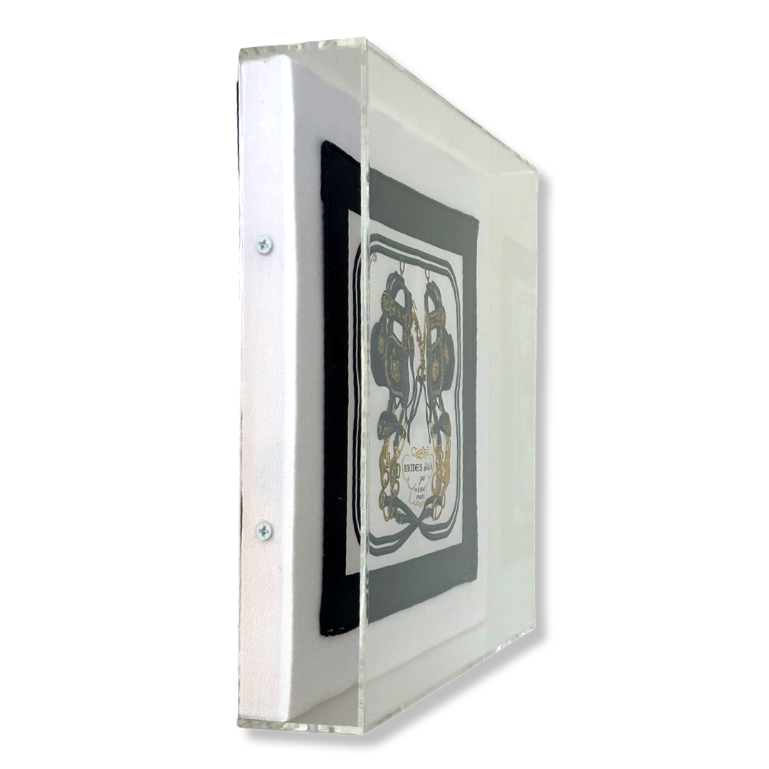 Brides de Gala Acrylic Shadow Box Framed Vintage Silk Scarf 10"