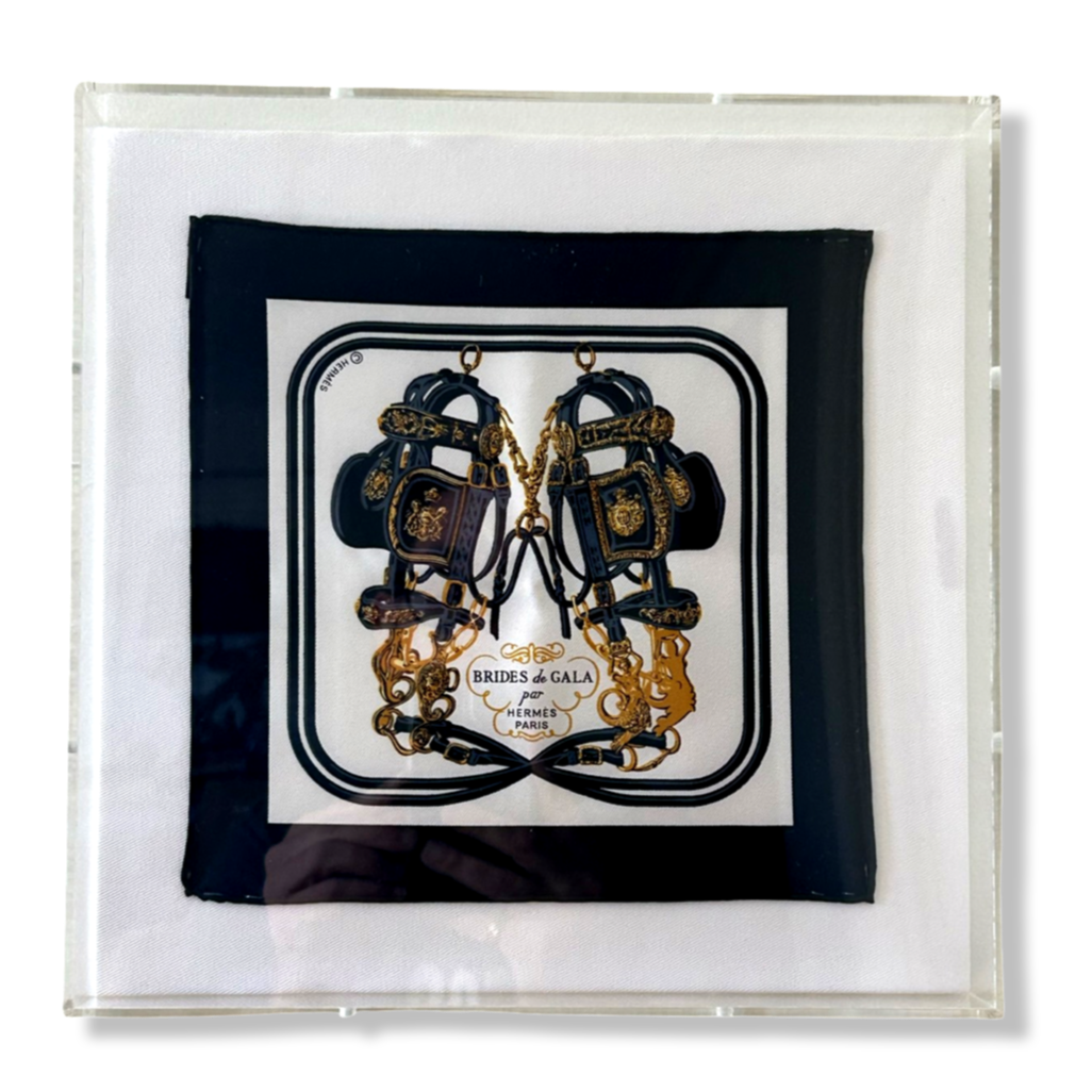 Brides de Gala Acrylic Shadow Box Framed Vintage Silk Scarf 10"