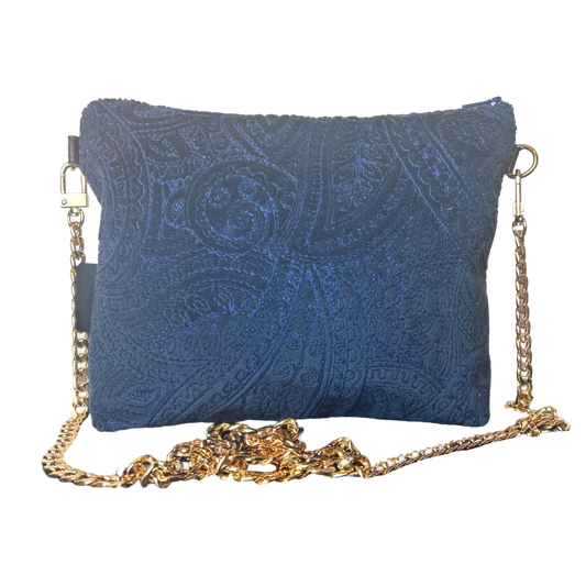 Vintage Dior Trotter Blue & White Silk Scarf Crossbody Bag