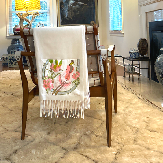 Caraibes Vintage Silk Scarf & Cashmere Throw Blanket