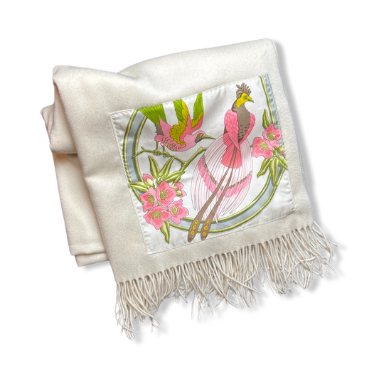 Caraibes Vintage Silk Scarf & Cashmere Throw Blanket