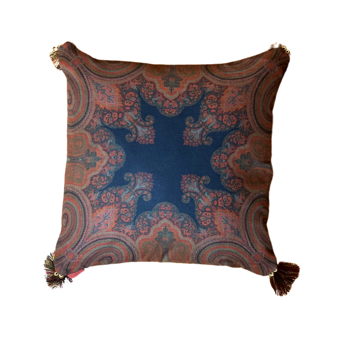 Cinnabar Paisley Vintage Cashmere Scarf Pillows