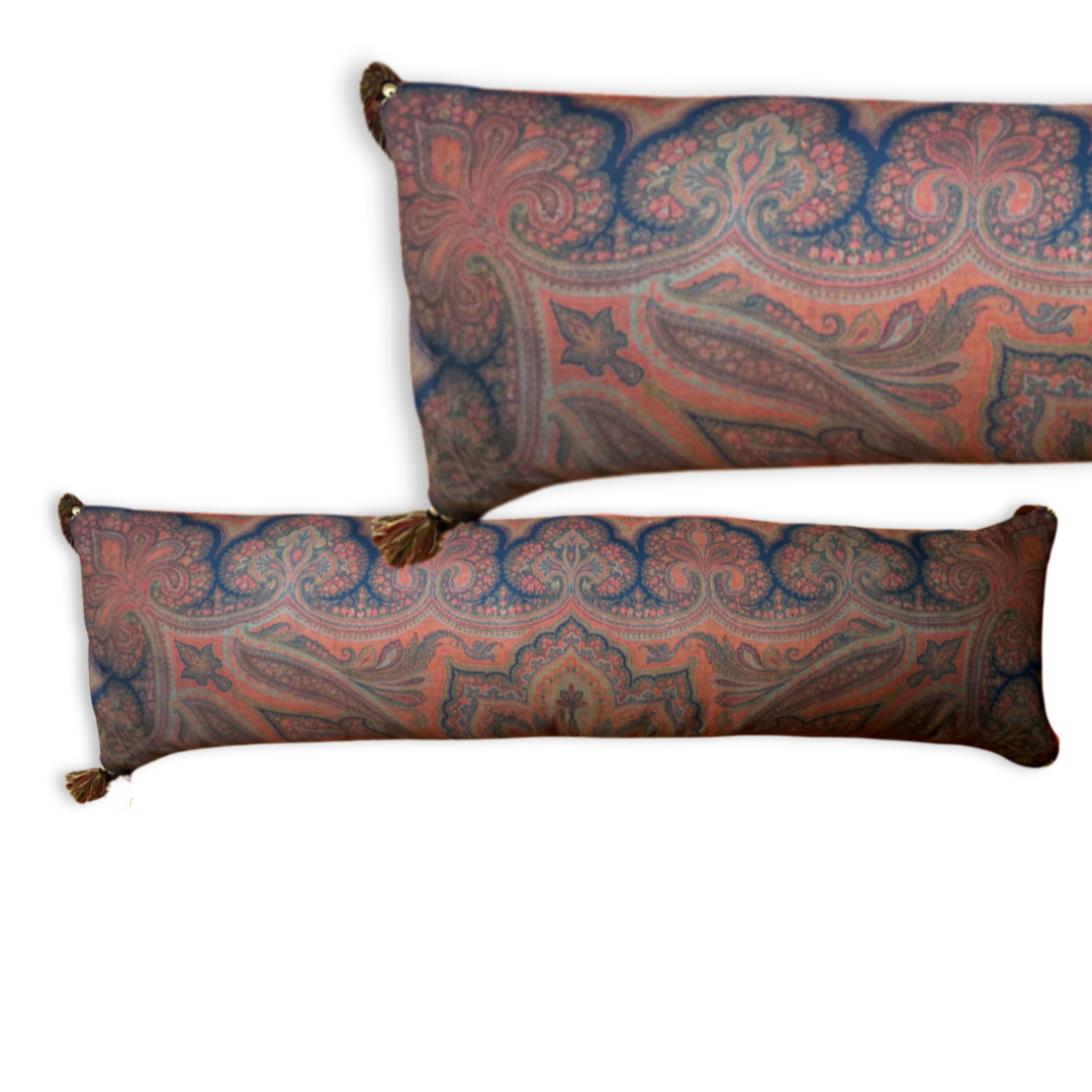 Cinnabar Paisley Vintage Cashmere Scarf Pillows