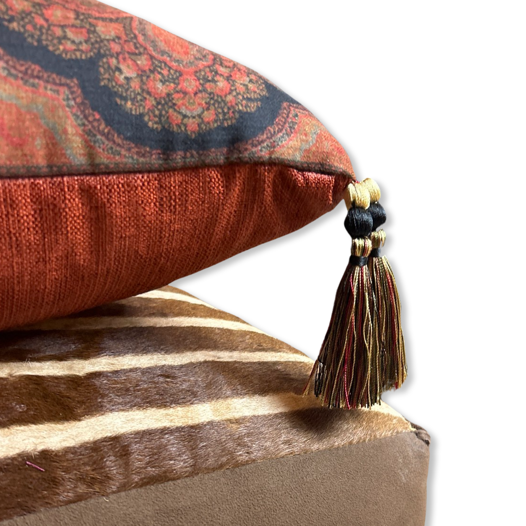 Cinnabar Paisley Vintage Cashmere Scarf Pillows