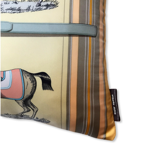 Couvertures et Tenues du Jour Pastel Vintage Silk Scarf Lumbar Pillow 35"