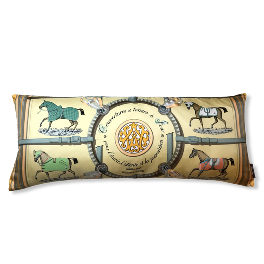 Couvertures et Tenues du Jour Pastel Vintage Silk Scarf Lumbar Pillow 35"