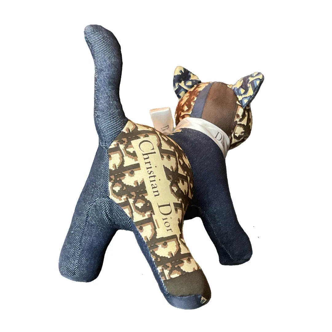 Vintage Dior Trotter Silk Scarf Patchwork Kitten