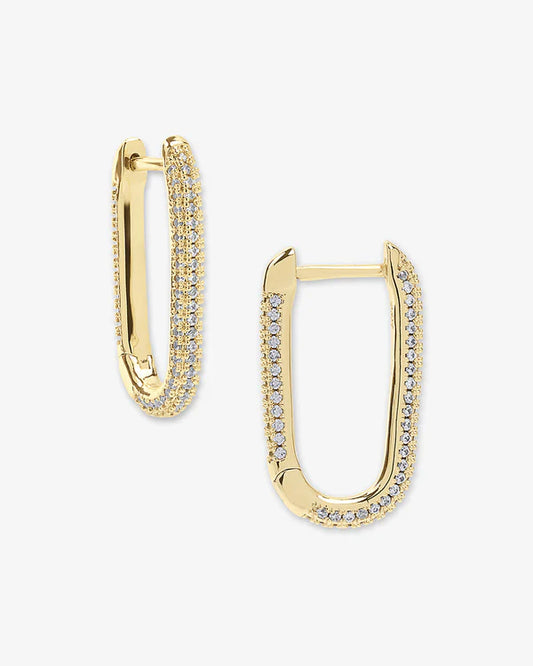 Carrie Pavé Chain Huggies