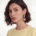 Vintage Chanel CC Camellia Silk Necktie Chandelier Earrings