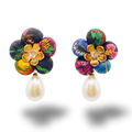 Vintage Gucci Floral Silk Necktie Drop Earrings