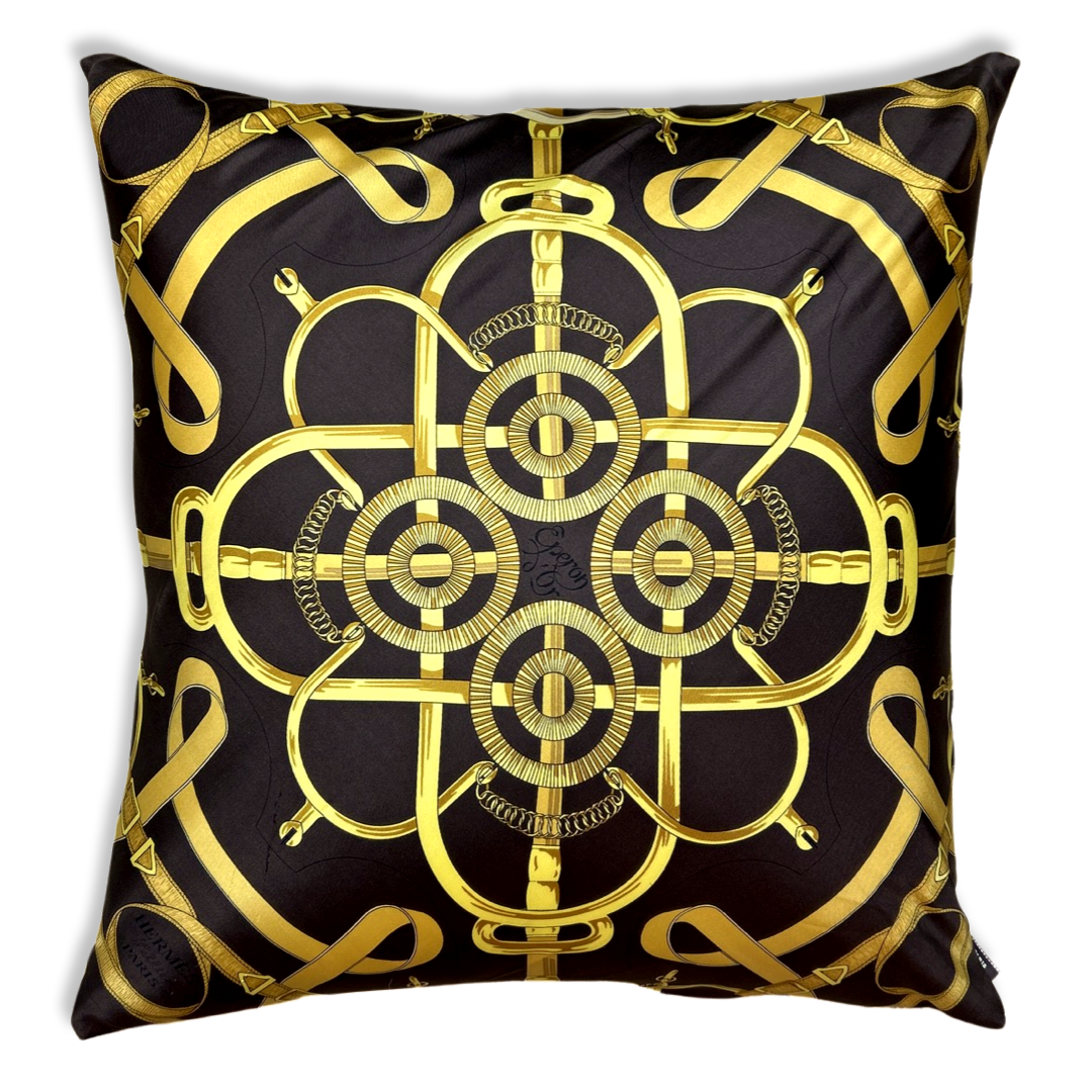 Eperon d'Or Brown Vintage Silk Scarf Pillows 24"