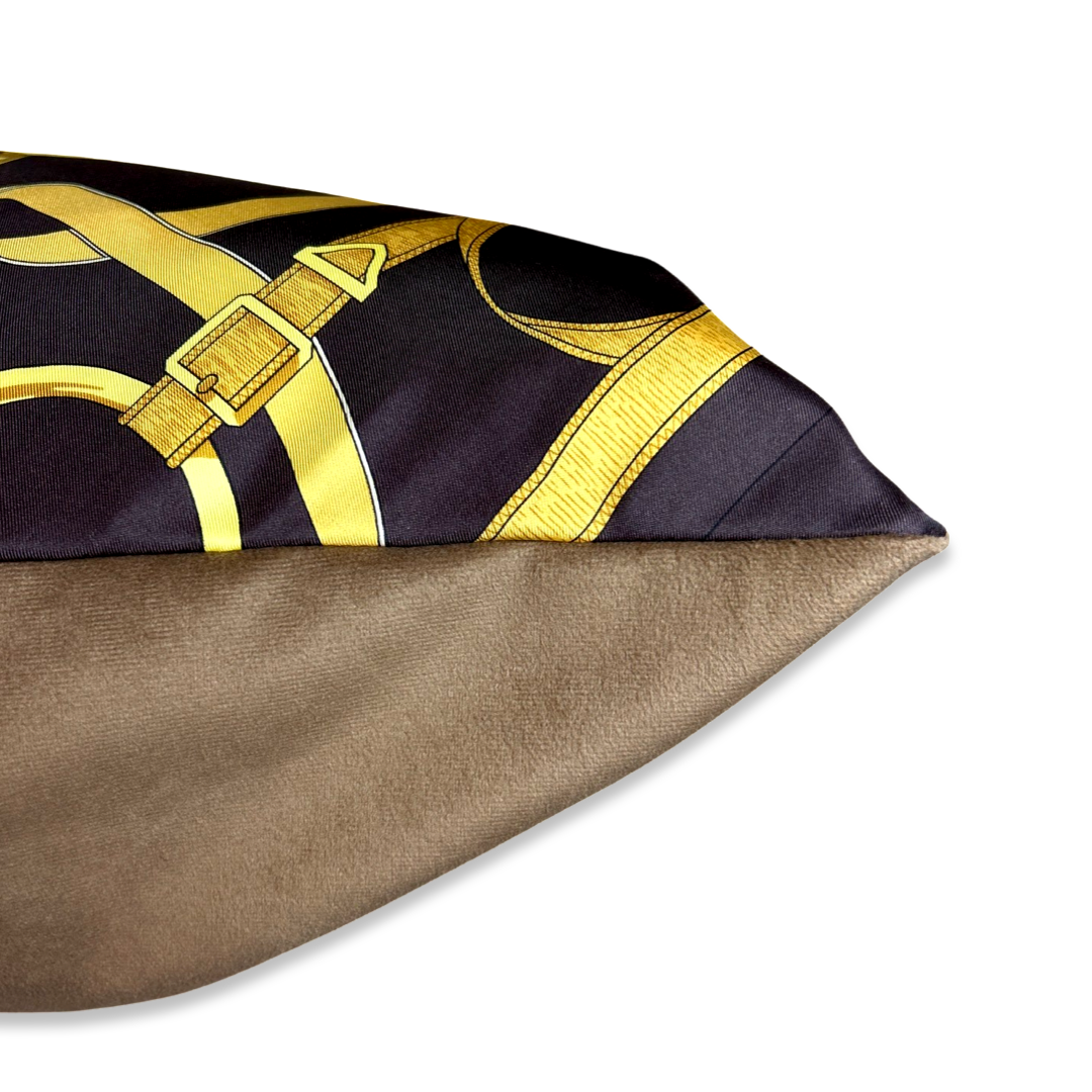 Eperon d'Or Brown Vintage Silk Scarf Pillows 24"