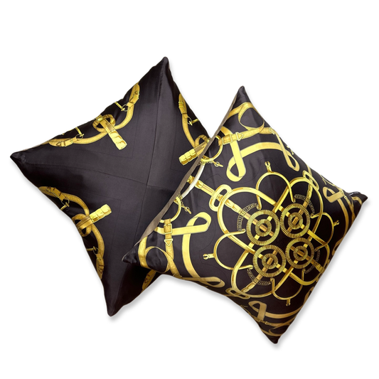 Eperon d'Or Brown Vintage Silk Scarf Pillows 24"