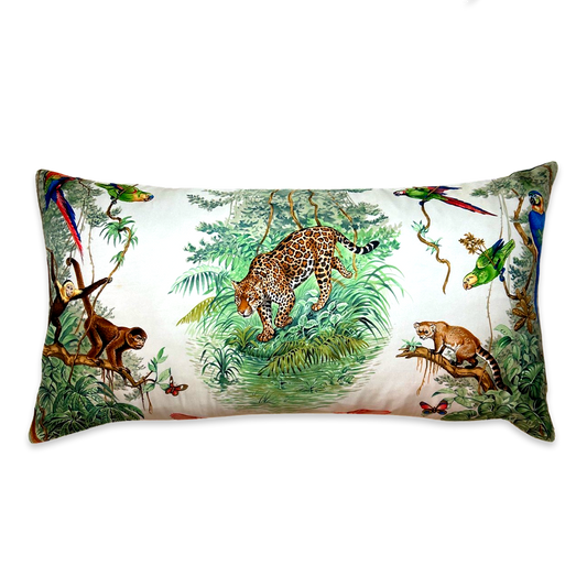 Equateur Vintage Silk Scarf Lumbar Pillow 30"