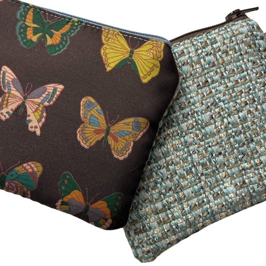Farfalle Brown Vintage Silk Scarf Coffee Run Keychain Bag