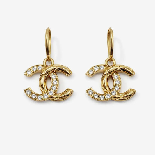 14k Gold Upcycled Chanel Leverback Earrings