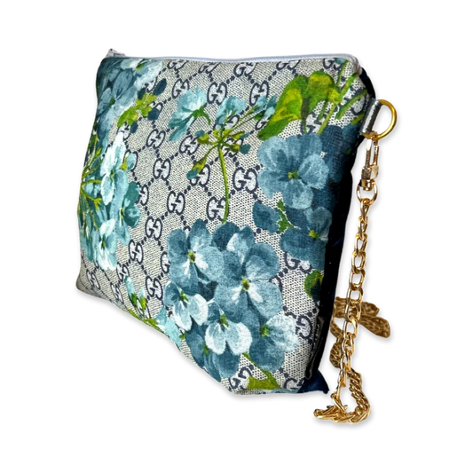 Vintage GG Logo Blooms Blue Scarf Crossbody Bag