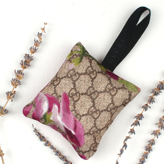 GG Logo Blooms Pink Vintage Silk Scarf Lavender-Filled Sachet