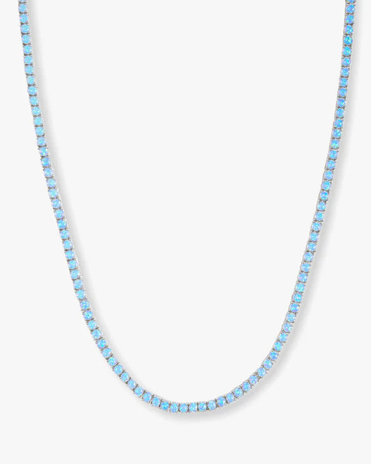 Grand Heiress Blue Opal Tennis Necklace 18"