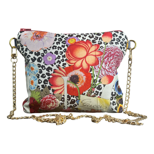 Floral Leopard Vintage Silk Scarf Crossbody Bag