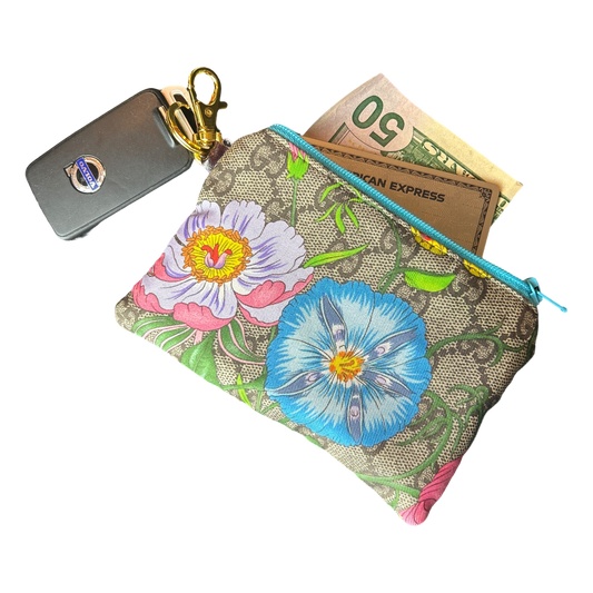 GG Logo Flora Vintage Silk Scarf Coffee Run Keychain Bag