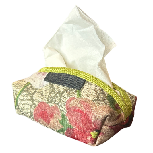 GG Logo Blooms Pink Vintage Scarf Travel Tissue Pouch