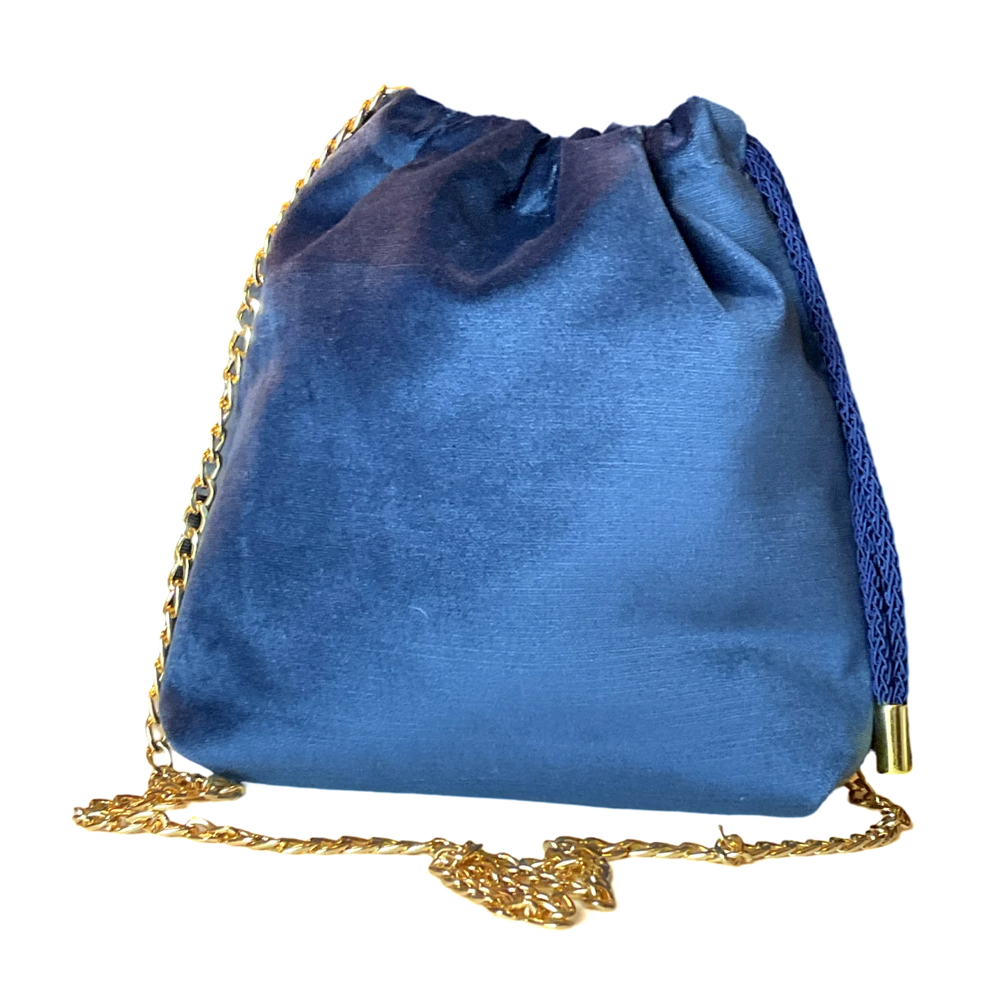 Vintage GG Logo Blooms Blue Scarf Drawstring Crossbody Bag