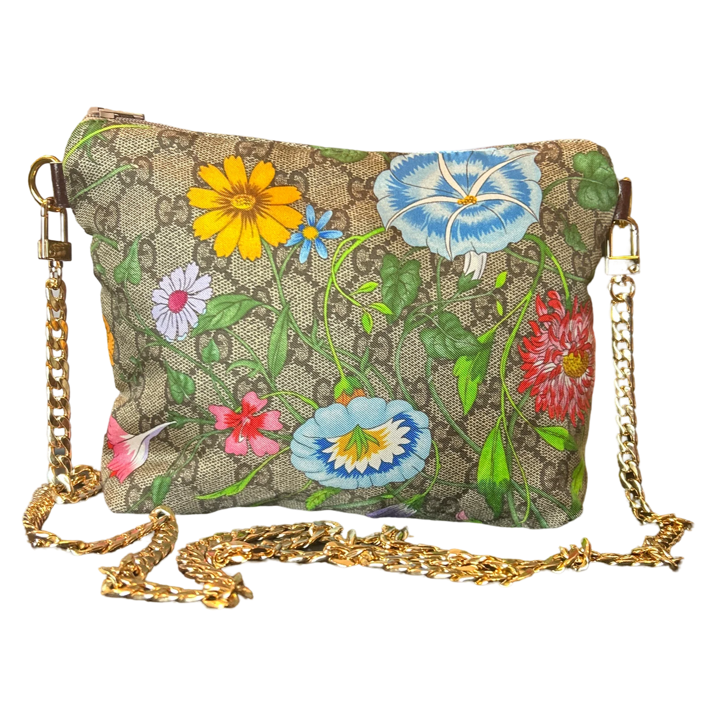 Vintage GG Logo Flora Silk Scarf Crossbody Bag