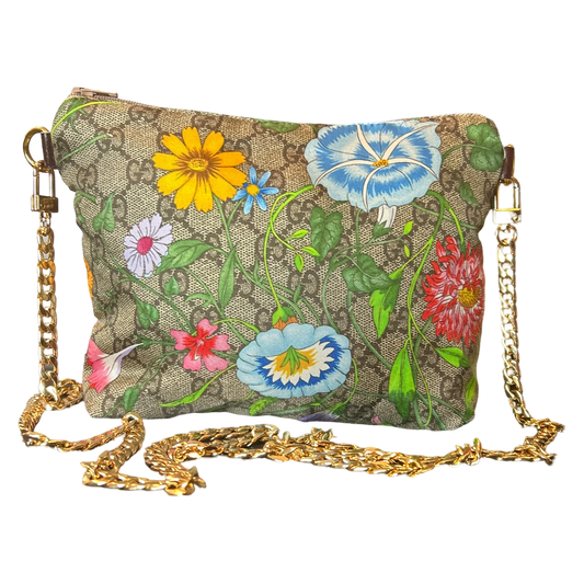 Vintage GG Logo Flora Silk Scarf Crossbody Bag