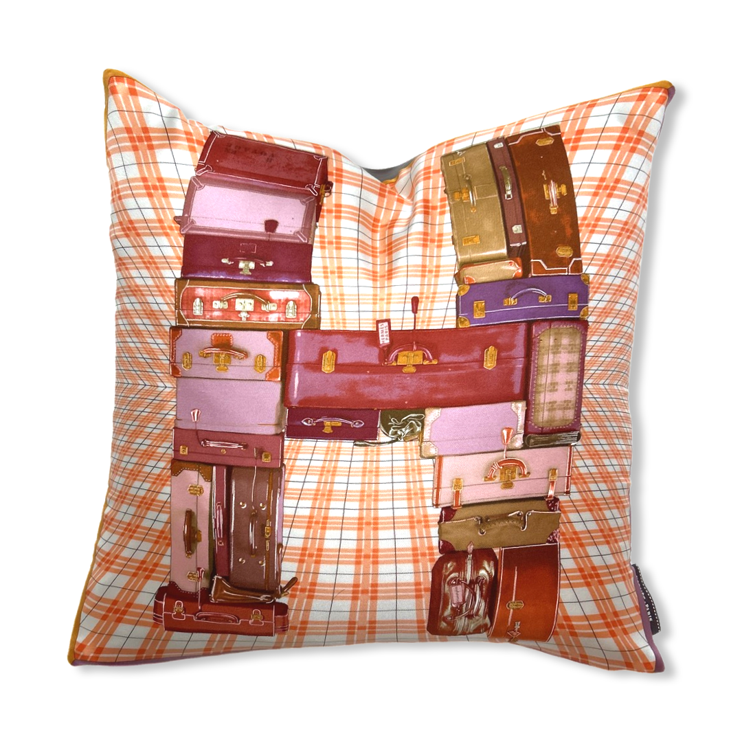 H en Voyage Vintage Silk Scarf Pillow 17"