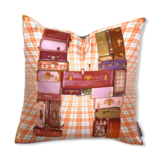 H en Voyage Vintage Silk Scarf Pillow 17"