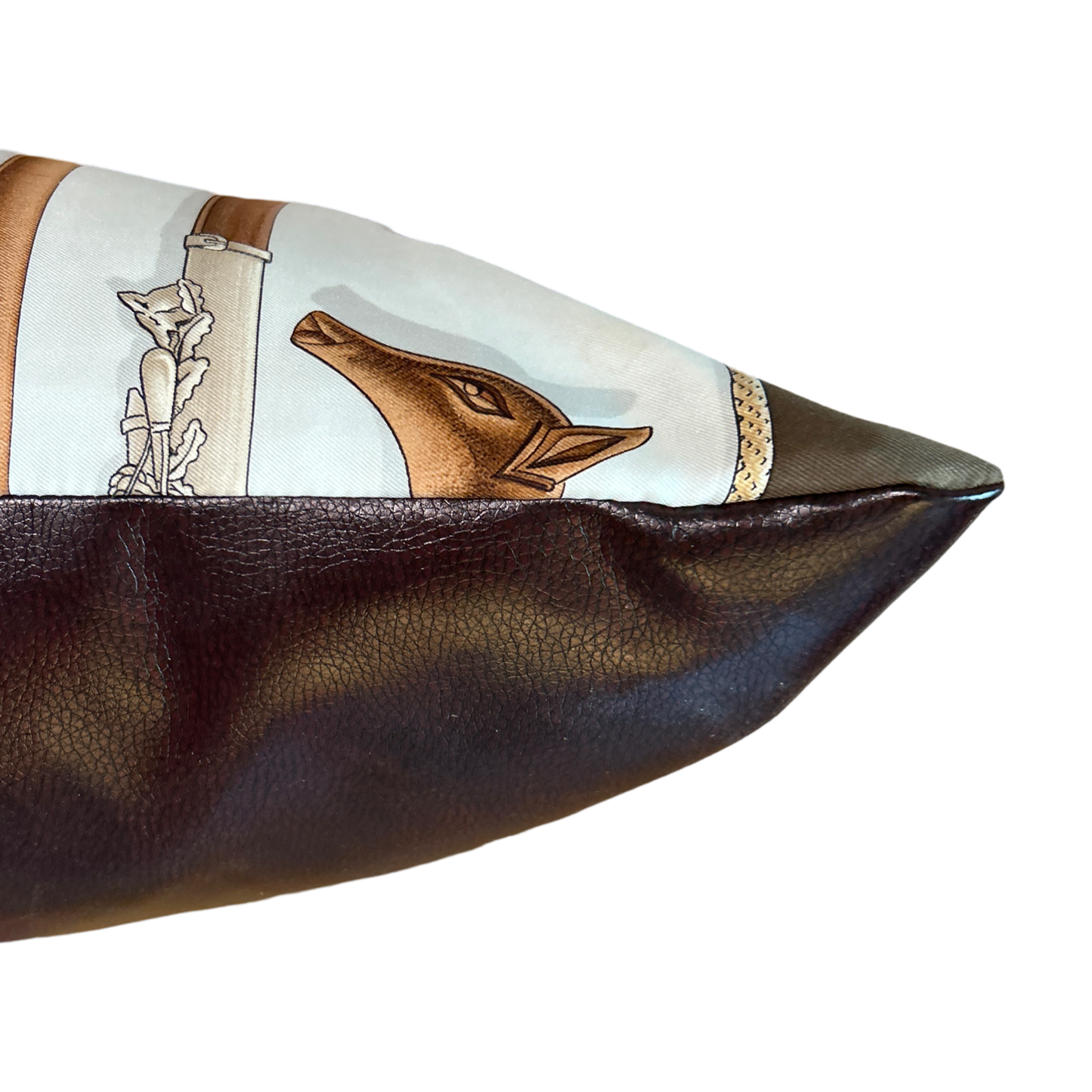 Cannes et Pommeaux Vintage Silk Scarf Lumbar Pillow 35"