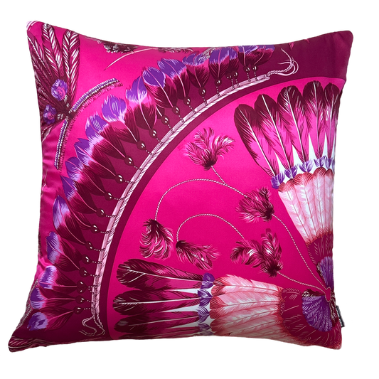 Brazil Detail Vintage Silk Scarf Pillow 22"