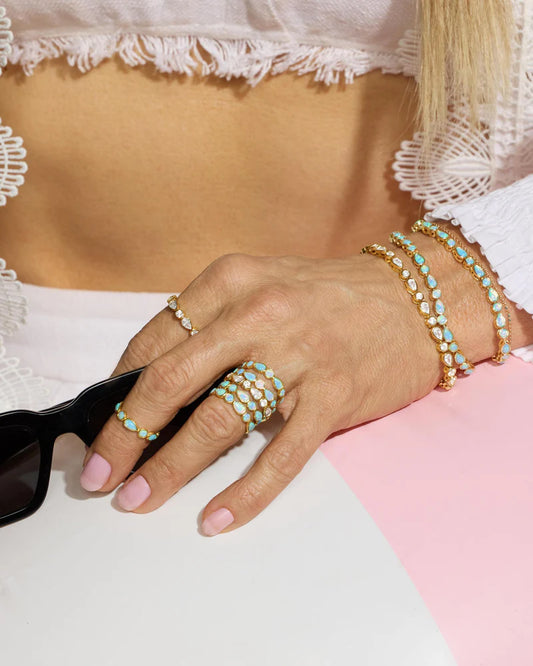 Isla Tennis Bracelet - Silver and Blue Opal