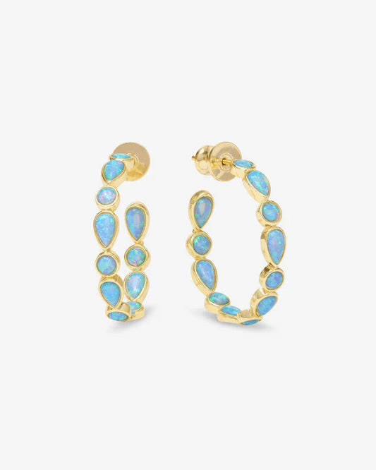 Isla Hoops 1"-Gold & Blue Opal
