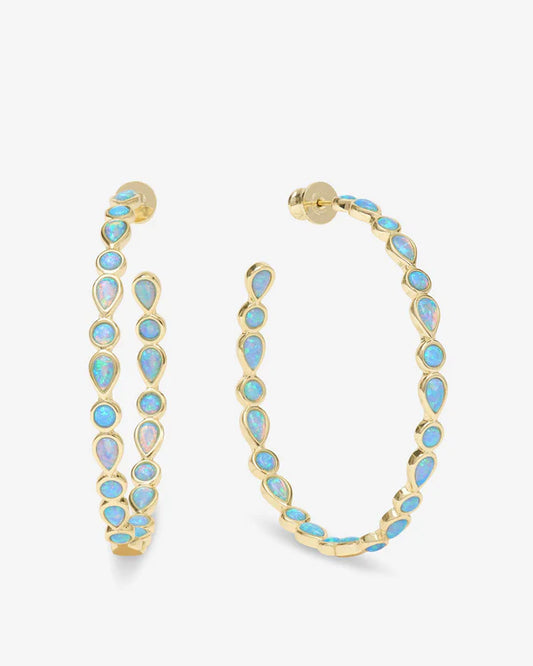 Isla Hoops 2" Gold-Blue Opal