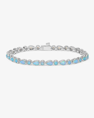 Isla Tennis Bracelet - Silver and Blue Opal