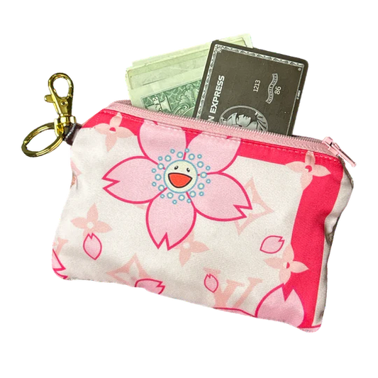 Vintage Louis Vuitton Cherry Blossom Silk Scarf Keychain Bag