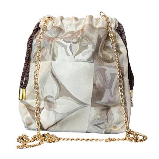Vintage LV Au Fils du Temps Silk Scarf Drawstring Crossbody Bag