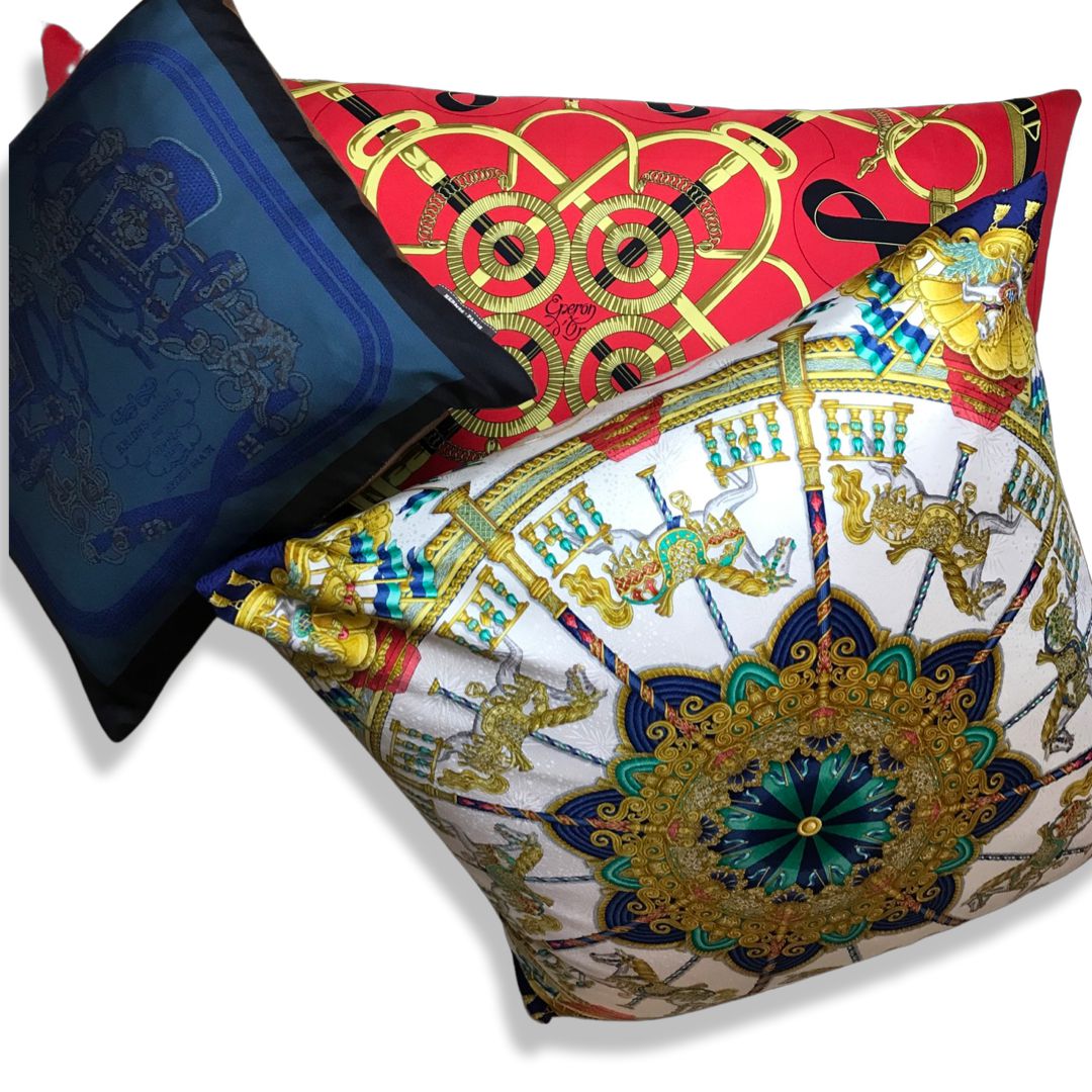 Luna Park Vintage Silk Scarf Pillow 24"