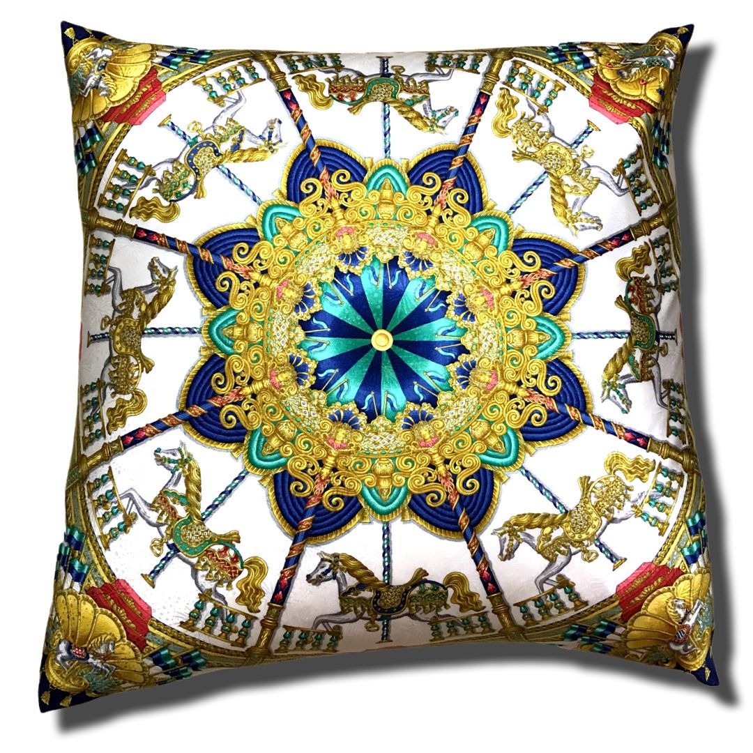 Luna Park Vintage Silk Scarf Pillow 24"