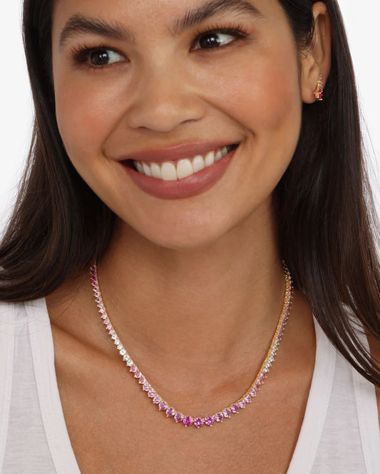 Not Your Basic Graduated Ombre Tennis Necklace 16"