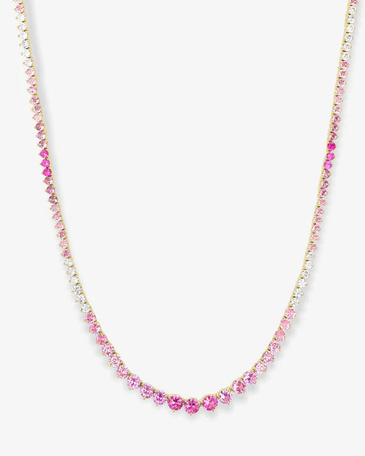 Not Your Basic Graduated Ombre Tennis Necklace 16"