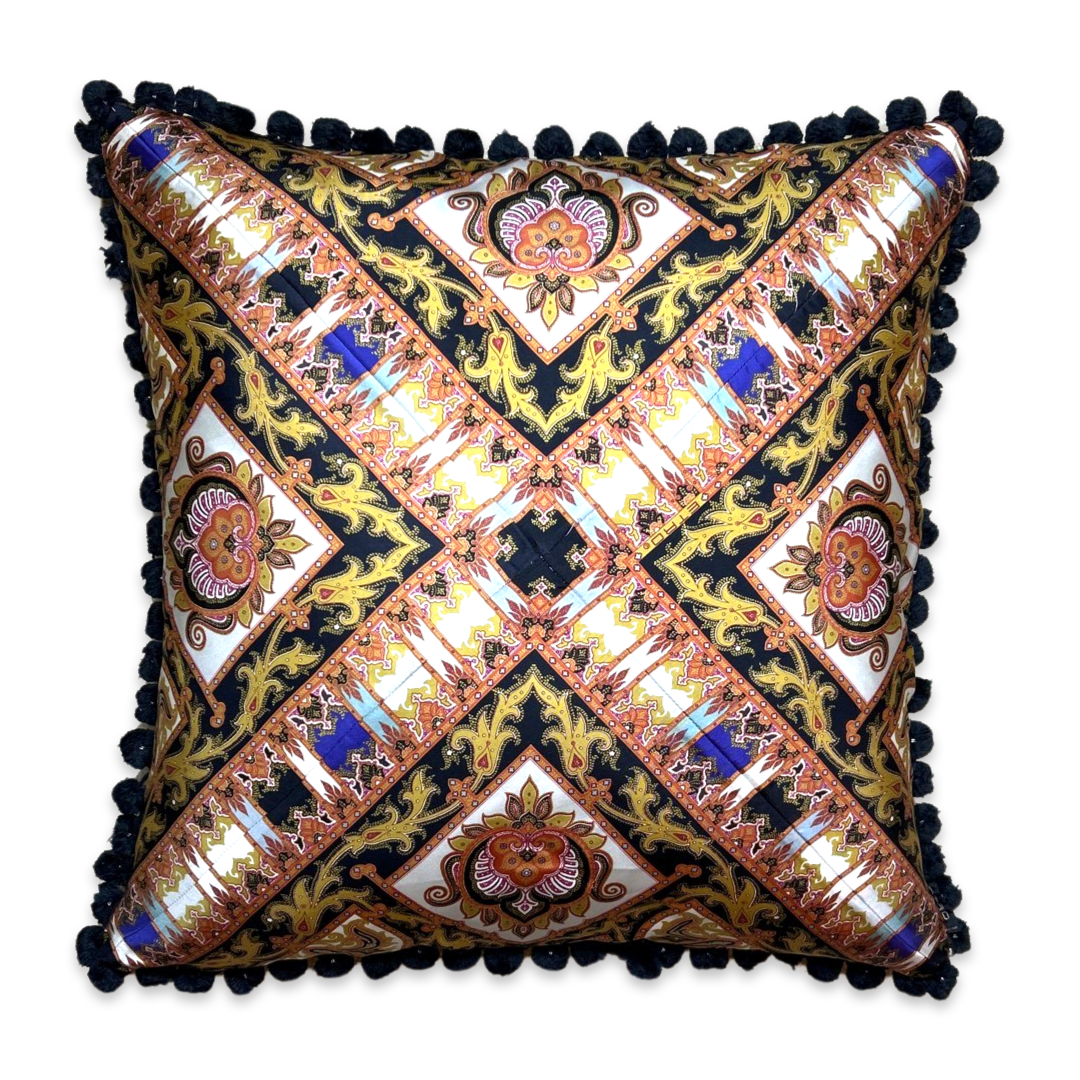 Paisley Jeweltone Vintage Silk Scarf Pillows 26"