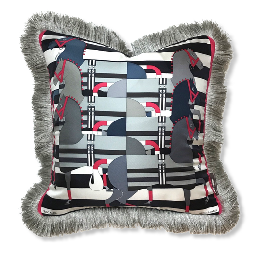 Rocabar Noir Vintage Silk Scarf Pillow 19"
