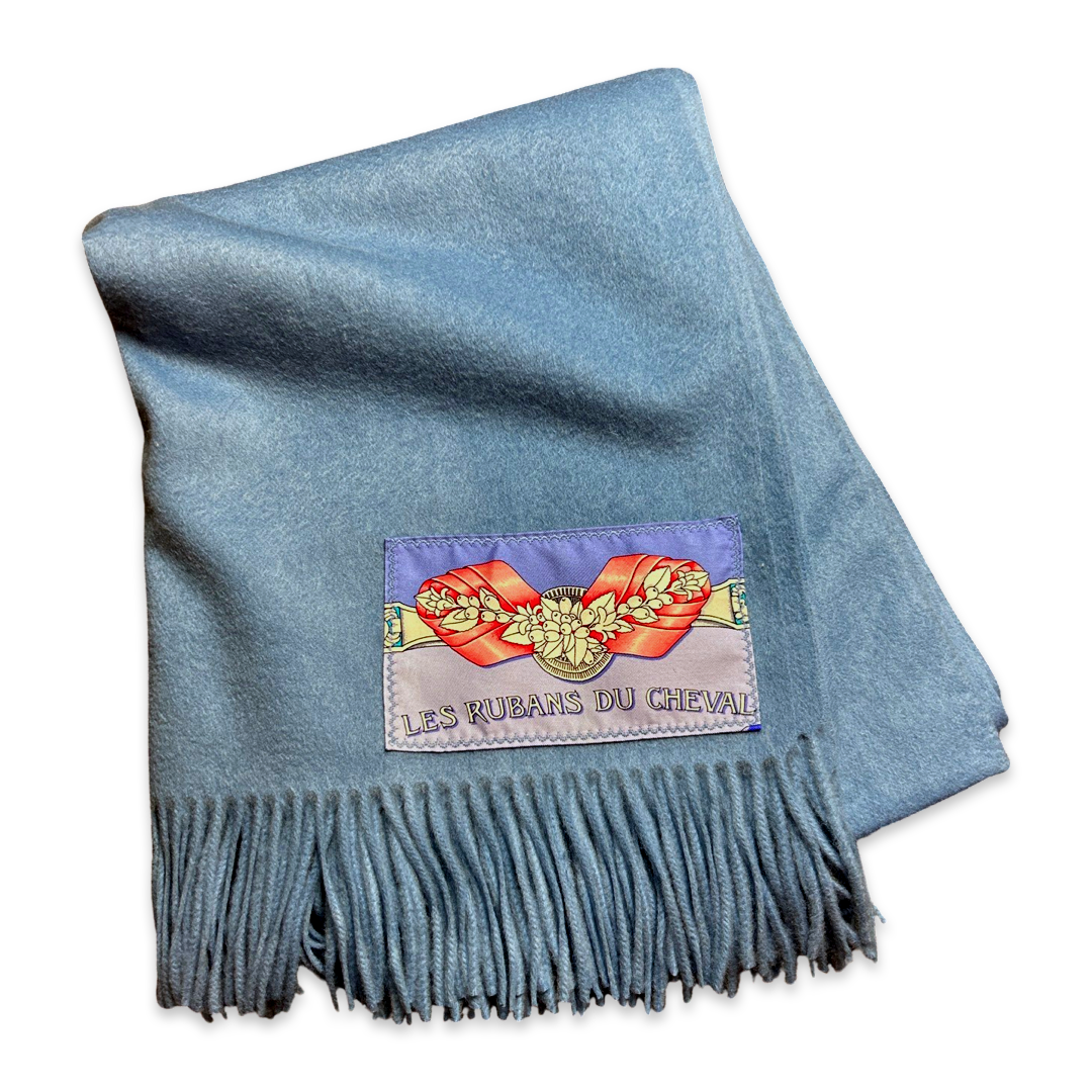 Rubans du Cheval Vintage Silk Scarf & Cashmere Throw Blanket